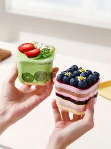 1/10/20 Peças Copos de Mousse Quadrados Transparentes, Caixas de Doces, Adequados para Sobremesas de Aniversário, Casamento, Festa de Feriado, Frutas, Pudim, Gelatina, Sorvete, Recipientes de Cozimento, Suprimentos para Festa, Buffet de Eventos, Recipientes Quadrados, Louça Moderna, Copos Leves, Recipientes para Bolo - Multicolorido - Visão 3