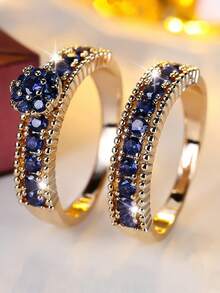 2pcs Vintage Palace Style Flower Ring + Stacking Ring Set, Luxury Retro Elegant Versatile Accessories - Ring Set - View 30