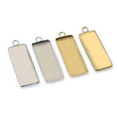 10pcs Stainless Steel 10x25mm Inner Size For Rectangle Pendant Cabochon Base Blank Setting Tray DIY Jewelry Making Accessories For Necklace Earrings