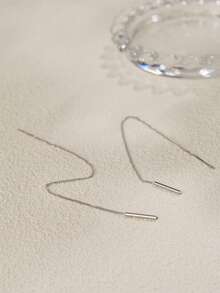 1 Pair Minimalist Tassel Pierced Earrings - Silver - View 6