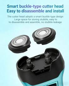 HYUNDAI YS702 雙頭3D浮動刮鬍刀 乾濕兩用刮鬍刀 Type-C充電 600mAh 電池 全身水洗 防水便攜 - 藍色 - 查看 8