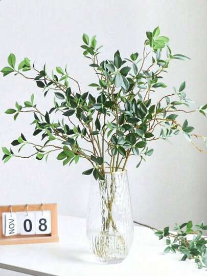 4 piezas de 73 cm Ramas artificiales de Ficus con hojas, tallos de plantas verdes falsas, ramas de olivo falsas, adecuadas como relleno de jarrones, ramas de árboles artificiales secos, ideales para el Día de San Valentín, regalos, cumpleaños, graduaciones, decoración del hogar, decoración de la vuelta al colegio, material escolar