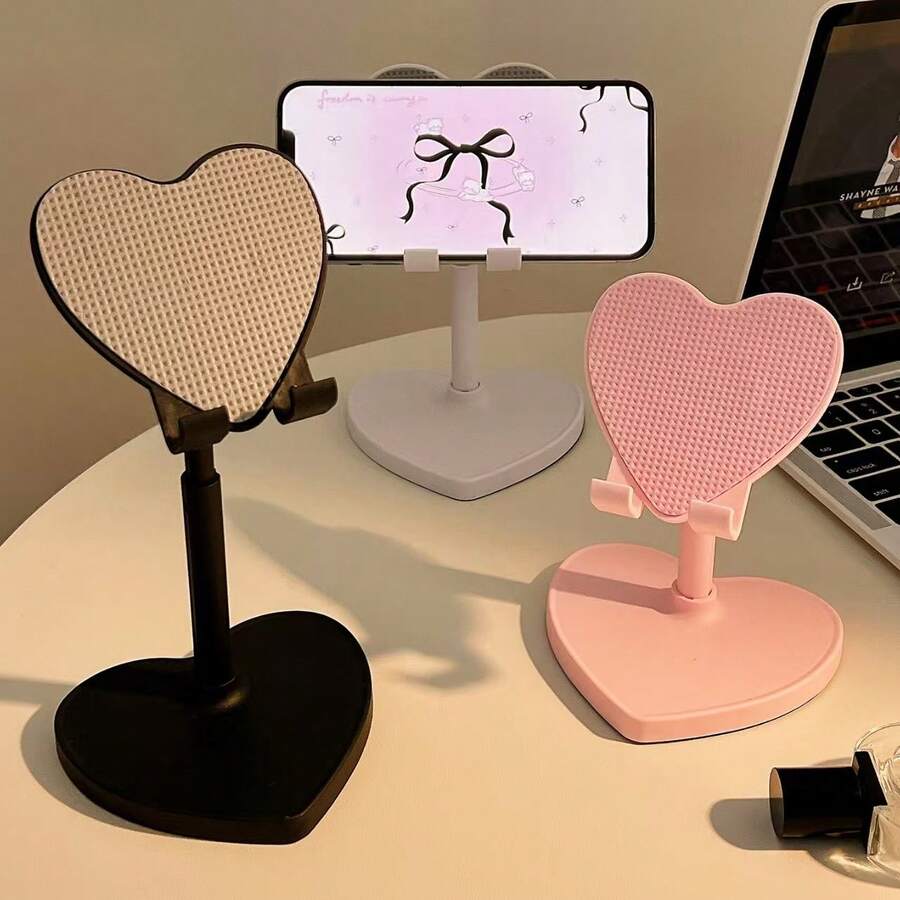 Giá đỡ điện thoại hình trái tim có thể điều chỉnh này là vật dụng không thể thiếu! Có thể điều chỉnh góc 360° và chiều cao, phù hợp với mọi loại điện thoại/máy tính bảng. Chống trượt, siêu đẹp mắt, thích hợp sử dụng tại nhà/văn phòng, quà tặng mùa xuân, sinh nhật, đám cưới. - màu đen - Xem 1