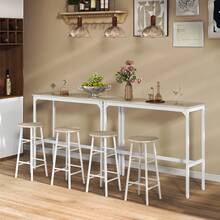 3-Piece Counter Height Bar Table Set, Dining Table Set For 2 With Bar Stools, Kitchen Table And Chairs For Pub, Dining Room, Oak - White - View 6