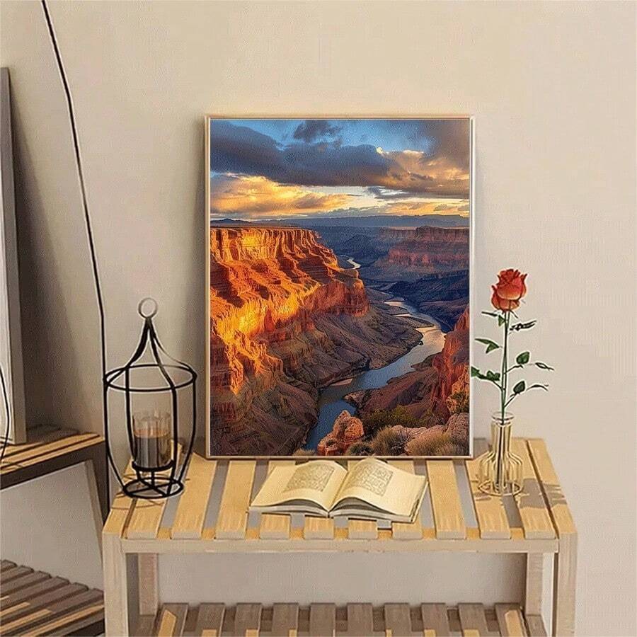 1幅大尺寸5D圆形水晶钻石画,展现壮丽的大峡谷景色,DIY过程充满疗愈乐趣。成品是一件精致的马赛克工艺品,适合作为家居墙面装饰,增添艺术氛围;也可作为万圣节、圣诞节的手工礼物,表达心意,为墙面带来节日光彩。不含画框。 - 圓鑽 - 查看 1