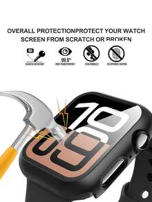 兼容表带和表壳：时尚、柔软、透气、可调节。采用圆形编织不锈钢磁吸表带，搭配二合一防摔防刮钢化玻璃PC表壳。兼容Ultra、11/10/9/8/7/6/5/4/SE以及40/41/42/44/45/46/49mm的表带和表壳。米兰尼斯表带和简约表壳带来舒适的佩戴体验。 - 黑色 - 查看 4