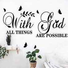 With God, All Things Are Possible' Inspirational Wall Decal, Motivational Lettering Wall Art Sticker For Office, Bedroom, School Decor - A - View 1