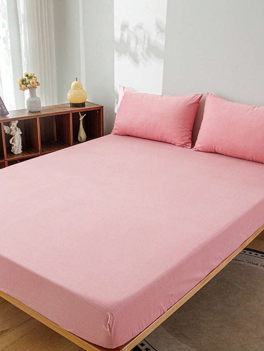 3 piezas Juego de ropa de cama suave y cómoda con textura de camello (incluye funda de almohada) - Rosa - Ver 1