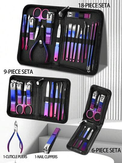 Juego de cortaúñas, Juego de 16 piezas de herramientas para uñas, Juego completo de cortaúñas para el hogar, Viene con bolsa de almacenamiento para un fácil transporte.
