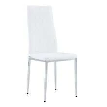 Set Of 4 White Dining Chairs, Diamond Pattern Faux Leather Upholstery, Metal Legs, Modern Style For Kitchen, Living Room, Cafe And Home Office. - White - View 11