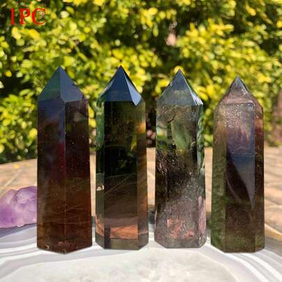 1 pieza Torre de cristal de cuarzo ahumado natural - Gradiente natural de marrón a transparente hexagonal en forma de prisma, facetas pulidas y suaves para decoración del hogar, meditación, regalos festivos, colección de cristales y manualidades DIY