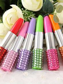 8支创意文具圆珠笔，可爱口红造型镶钻圆珠笔，学生学习用品，书写配件 - 彩色 - 查看 7