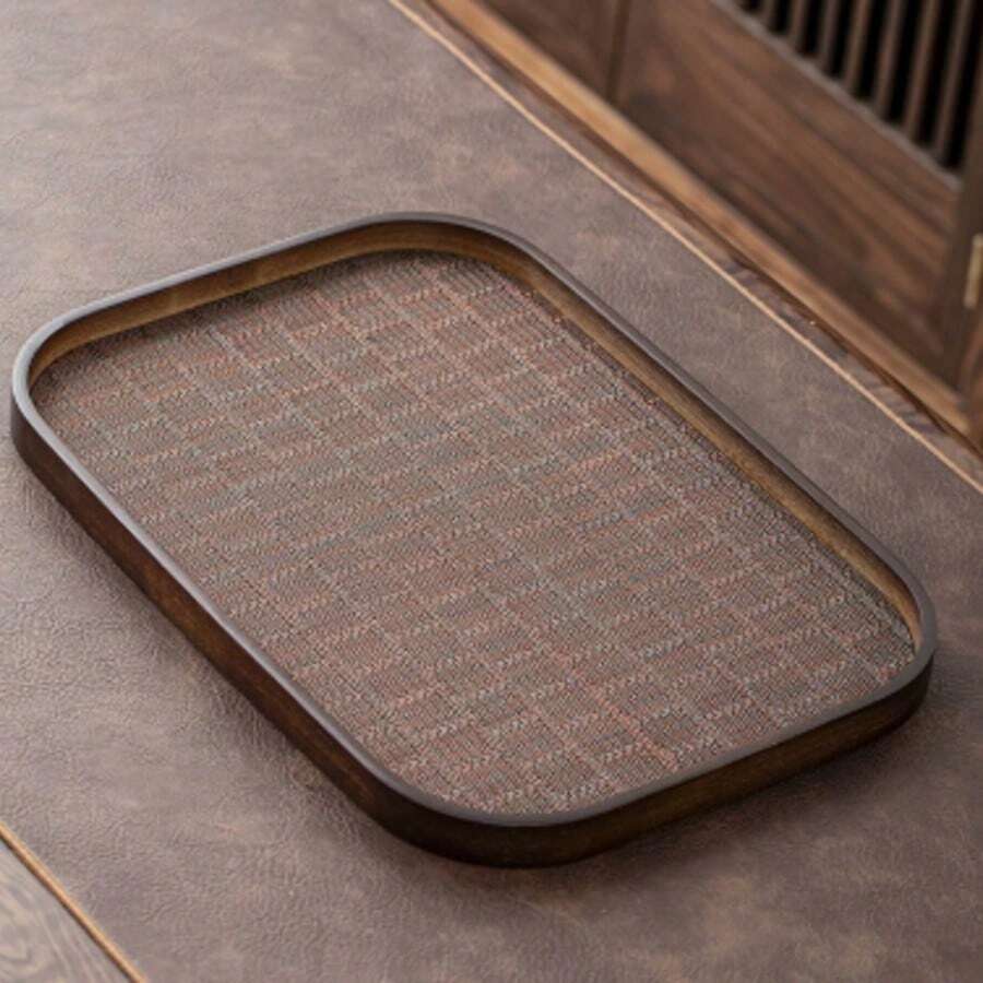 1个竹制托盘、水果托盘、木制甜点托盘、木制咖啡牛奶小吃托盘、蛋糕托盘、奶酪托盘、木制茶托盘、面包托盘、早餐托盘 - 紫紅色 - 查看 1