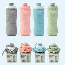 Outdoor Portable Water Cup Artifact! 600ml Foldable Silicone Cup, Easily Put In Your Pocket Foldable Water Cup Silicone Portable 600ml Outdoor Travel Sports Compressed Water Bottle Creative Casual Cup - GRAY - 查看 2