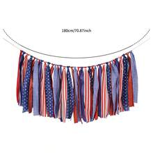 4th Of July Ribbon Banner Red White Blue Decorations, Patriotic Tinsel Garland For Mantel Wall Window And More - 五彩繽紛 - 查看 7