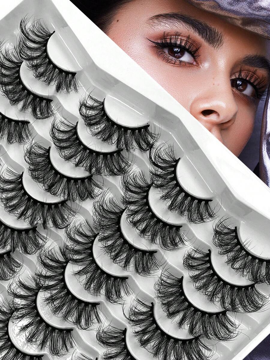 ENCHUW 20 Pairs Eyelashes Fluffy False Lashes Wispy Full Eye Lashes ...