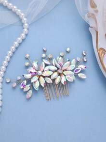1 pièce Peigne à cheveux élégant en cristal pour femme, accessoire à cheveux avec strass, coiffure de mariée romantique, décoration de princesse pour fête, été, plage - Multicolore - Voir 15