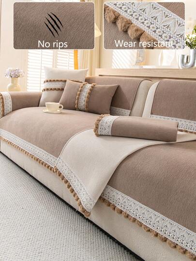 1pc Comfortable Chenille Sofa Cushion Cover, All-Season Modern Minimalist Non-Slip Sofa Seat Protector, Dust-Proof And Washable Sofa Slipcover, Fashionable Soft And Fade-Resistant, Pet-Friendly, Suitable For Bedroom, Office, Living Room Combination Furniture, L-Shaped Sofa And 1/2/3/4-Seat Sofa