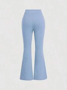 Pantalón Formal Azul Marino con Pliegues Finos y Corte Acampanado - Negro - Ver 6