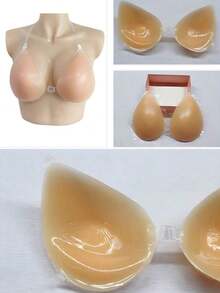 Invisible Self-Adhesive Thick Silicone Breast Petals With Waterdrop Shape Cups And Anti-Bump Nipples, Transparent Shoulder Straps, Breast Lift And Backless Push Up For Evening Dress, Wedding Dress And Swimming Wear - Apricot - View 6