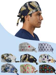 Boné feminino ajustável para trabalho com fivela e faixa absorvente, com orifício para rabo de cavalo, estampa geométrica de ECG, tamanho único, ideal para verão, praia, férias e viagens. - multicolorido - Ver 1