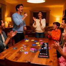 家庭卡拉OK卡牌游戏，配备趣味麦克风：2-10人，快节奏歌唱挑战，适合生日派对、家庭之夜和破冰活动 - 彩色 - 查看 6