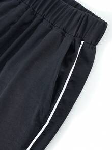 1pc Tween Girl Outdoor Casual Comfortable Chic Stylish Long Pants - Black - View 5