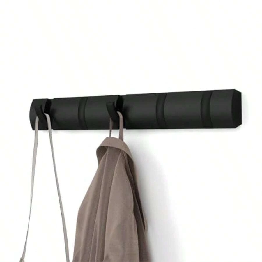 Key HooksFl -Mounted Coat Rack Wit 5 Ooks Modern Ce-Sang Stoe  A Jacke Bags Entryway Mudroom Closet Batroom Droom Black - 黑色 - 查看 1