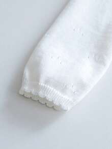 Áo khoác cardigan dệt kim thường ngày cho bé gái, áo khoác ngắn nhẹ thoáng mát cho bé gái. - trắng - Xem 5