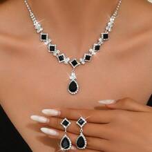 1 Set Exquisite Women's Luxury Style Jewelry Set For Party, Event And Daily Wear (1 Necklace + 1 Pair Earrings) - A - View 12