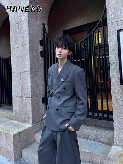 HANEKO メンズ 無地 ジャケット 秋冬 ビジネスウェア 結婚式、パーティーなどのフォーマルウェア&ミニマルデザイン