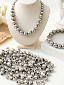 100/200pcs Stainless Steel Leather Beads, Decorative Beads, DIY Jewelry Making Materials For Necklace, Bracelet, Earrings, Handmade Beading Supplies - DIY - View 5