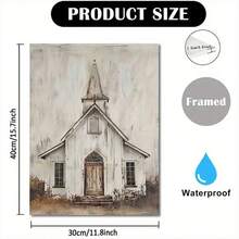 2D/FLAT 1PC Cartoon Retro Realistic Art Style Rural Church Oil Painting Canvas Wall Decor, Simple Style Home Print Poster Image Room Decor, Walking, Study Room, Bedroom Wall Decor, Autumn Decor(No Frame/Framed) - 111 - View 9