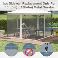 Outsunny Replacement Mosquito Netting For Gazebo 10' X 13' Black Screen Walls For Canopy With Zippers For Parties And Outdoor Activities, White - White - View 3