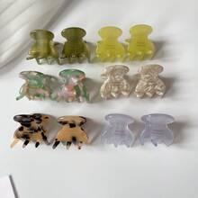 2pcs Mini Acetate Hair Clips With Marble And Leopard Print Pattern, Fashionable Minimalist Cute Hair Accessories Barrettes For Women, Suitable For Autumn And Summer Vacation Outfits Summer Beach Claw Clips Vacay Hair Claws - Multicolor - View 3