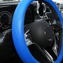 1pc Embossed PU Leather Patchwork Car Steering Wheel Cover, Non-Slip, Breathable, Universal 15 Inch (Approx. 38cm) - Multicolor - View 4