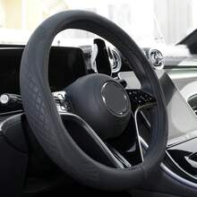 1pc Embossed PU Leather Patchwork Car Steering Wheel Cover, Non-Slip, Breathable, Universal 15 Inch (Approx. 38cm) - Multicolor - View 7