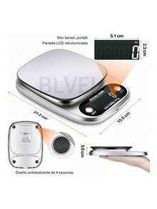 Balanza de gramos digital recargable de alta precisión 1g/10kg - Plateado - Ver 7