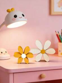 2pcs Wooden Daisy Desktop Decor Set, Pastoral Spring Style, Designed For Interior Decor, Suitable For Desk Or Coffee Table, Exquisite Floral Design Creates Fresh Seasonal Atmosphere - Two-piece Set - View 2