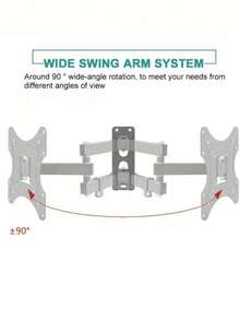Soporte de pared PARA 32"- 55" ~para monitor de TV de movimiento completo con giro suave, inclinación y extensión, para la mayoría de televisores y monitores de visualización plana - Negro - Ver 7