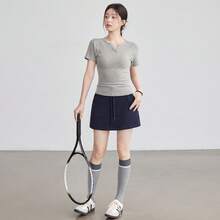 女性用ヨガウェア2026年新作スポーツ半袖フィットネス速乾ランニングトレーニングトップスタイトヨガセット - 骨白 - チェックする 11