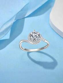 Nhẫn Moissanite bạc S925, quà cầu hôn, kỷ niệm, quà Valentine cho người yêu, thiết kế tối giản, đa năng, phù hợp đeo hàng ngày. - trắng - Xem 3