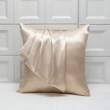 Vỏ gối satin mềm mại và mịn màng với khóa kéo, kích thước 45 * 45 inch, vỏ gối trang trí bằng lụa, vỏ gối thiết yếu - trắng - Xem 3
