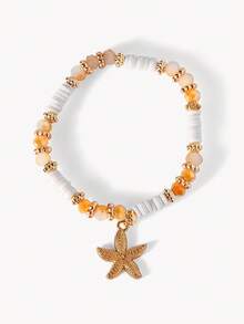 Opalesca 4pcs/Set Starfish Charm Beaded Bracelet - Multicolor - View 4