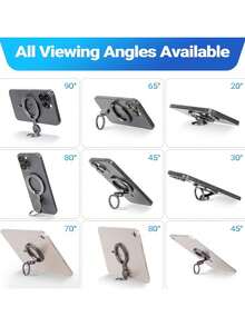 磁吸式手机指环支架，陀螺仪手机指环支架，360°旋转手机指环支架，可调节桌面手机支架，兼容 16/15/14/13/12系列及MagSafe设备 - 彩色 - 查看 6