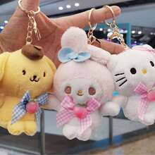 SANRIO 1pc Peach Plush Pendant, Backpack Charm, Cartoon Ornament, Doll Bag Decoration, Holiday Gift, Christmas Tree Decor - Multicolor - View 7