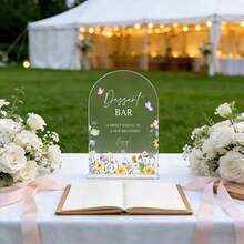 1pc Modern Calligraphy Acrylic Wedding Sign, Wild Flower Arch Desktop Decor With "Cards & Gifts" Info, Thank You Card, Suitable For Reception, Party, Event - Durable Transparent Display, No Power Needed, Easy To Clean, Modern Home & Wedding Decor, 2D - Decorative Plaque - View 6