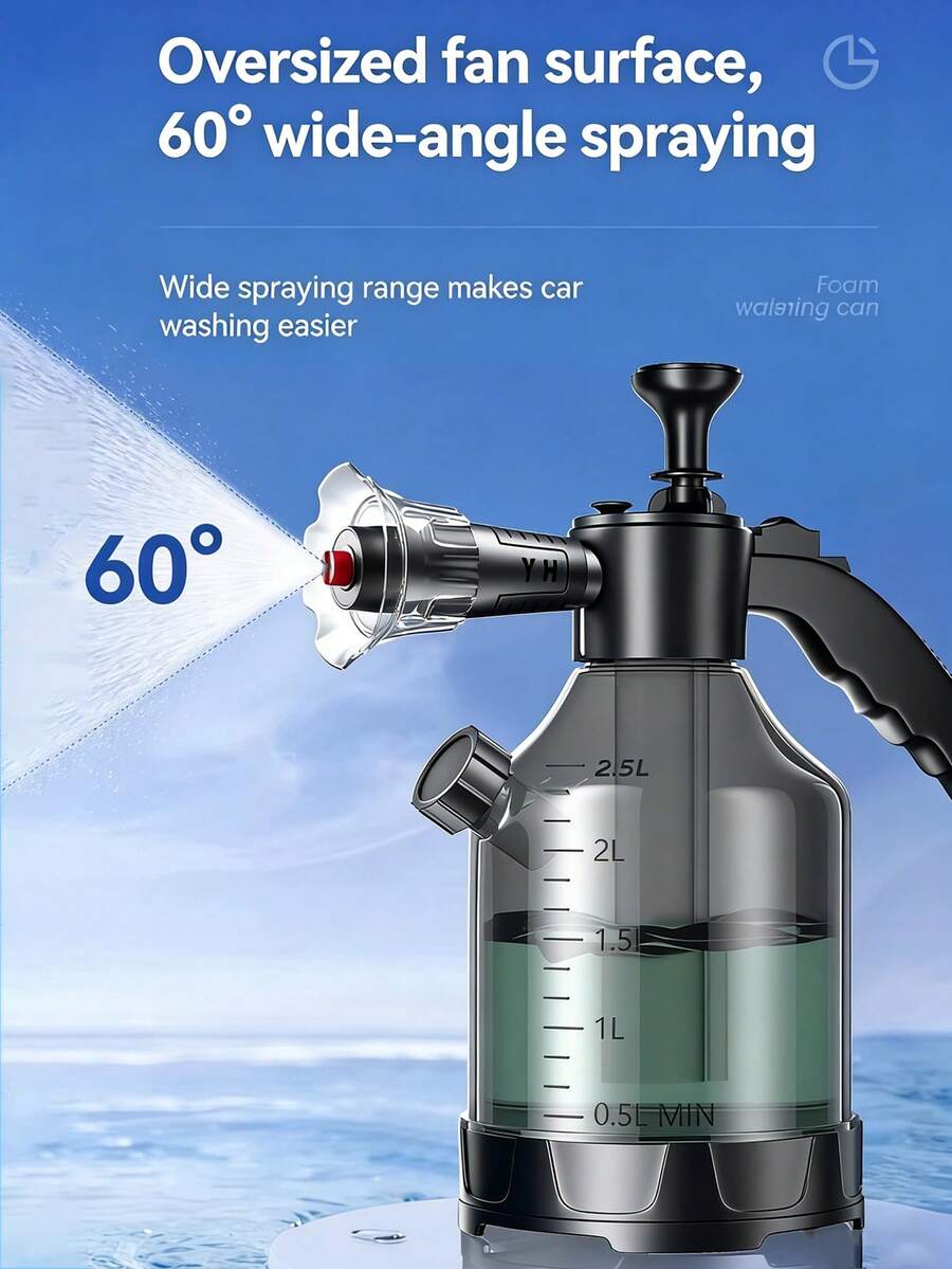 浇水瓶洗车泡沫专用洗车液水蜡增压家用高压水枪喷嘴水壶，气动洗车泡沫喷雾器手持式3升家用浇水壶扇形高压透明泡沫型 - 3公升 - 查看 1