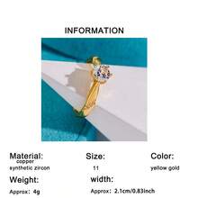 1枚结婚戒指，承诺戒指，永恒戒指，周年纪念戒指，情人节礼物，奢华优雅的新娘珠宝，送给爱人的最佳礼物 - 金黃色 - 查看 6