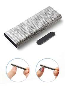 10/100 chiếc dũa móng tay mini màu đen dùng một lần - Dũa móng tay hai mặt có giấy nhám dùng cho làm móng tay và móng chân. - màu đen - Xem 2